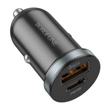 Заредете изображение във визуализатора на галерията – Borofone Car charger BZ22 Scenery - USB + Type C - QC 3.0 PD 30W black

