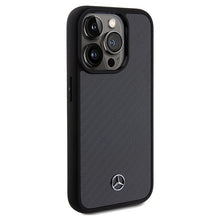 Заредете изображение във визуализатора на галерията – Original Case MERCEDES hardcase Carbon Fiber Dynamic MEHCP15LRCABK for Iphone 15 Pro Black
