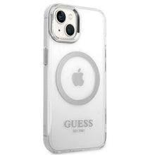 Заредете изображение във визуализатора на галерията – Guess GUHMP14SHTRMS iPhone 14 6.1" silver/silver hard case Metal Outline Magsafe
