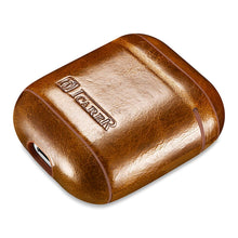 Заредете изображение във визуализатора на галерията – iCarer Leather Oil Wax Genuine Leather Case for AirPods 2 / AirPods 1 light brown (WMAP011-BN)
