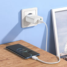 Заредете изображение във визуализатора на галерията – Borofone Wall charger BN10 Sunlight - USB + Type C - QC 3.0 PD 65W white
