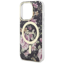 Заредете изображение във визуализатора на галерията – Original Case GUESS hardcase Flower MagSafe GUHMP14LHCFWSK for Iphone 14 Pro black
