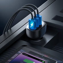 Заредете изображение във визуализатора на галерията – Joyroom JR-CCD03 3.4A car charger with 3x USB-A display - black
