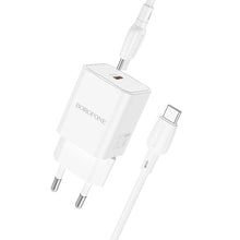 Заредете изображение във визуализатора на галерията – Borofone Wall charger BN13 Safety GaN - Type C - PD 30W with Type C to Type C cable white
