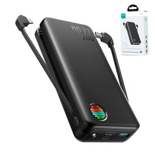 Заредете изображение във визуализатора на галерията – Joyroom 20000mAh 22.5W power bank with built-in USB-C/ Lightning cables (JR-L015) - black
