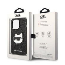 Заредете изображение във визуализатора на галерията – Karl Lagerfeld KLHCP14LG2CPK iPhone 14 Pro 6.1" black/black hardcase Glitter Choupette Patch
