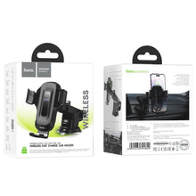 Заредете изображение във визуализатора на галерията – HOCO car phone holder on center console / window with wirelles charging 15W Wise HW3 black
