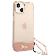 Заредете изображение във визуализатора на галерията – Original faceplate case guess guhcp14mhgcohp for iphone 14 plus (iml electro cam w. strap translucent / pink)
