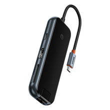 Заредете изображение във визуализатора на галерията – Baseus AcmeJoy HUB 8-Port USB-C to 1xHDMI / 2xUSB-A 3.0 / 1xUSB-A 2.0 / 1xUSB-C PD&amp;Data / 1xRJ45 / 1xSD/TF dark gray

