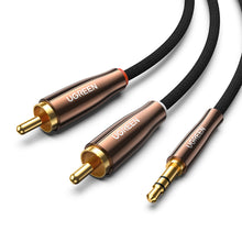 Заредете изображение във визуализатора на галерията – Ugreen cable audio cable 3.5 mm mini jack (male) - 2RCA (male) 2m copper (AV170)
