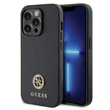 Заредете изображение във визуализатора на галерията – Guess GUHCP14LPS4DGPK case for iPhone 14 Pro - black Strass Metal Logo

