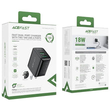 Заредете изображение във визуализатора на галерията – ACEFAST charger 2 x USB 3A QC 18W A33 UK black
