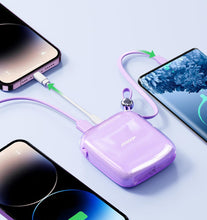 Заредете изображение във визуализатора на галерията – Joyroom powerbank 10000mAh Jelly Series 22.5W with built-in USB C cable purple (JR-L002)
