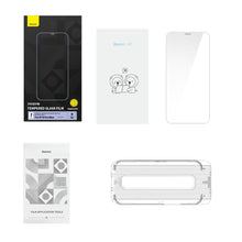 Заредете изображение във визуализатора на галерията – Baseus Full Screen Tempered Glass for iPhone 12 Pro Max with Speaker Cover 0.4mm + Mounting Kit
