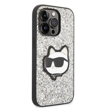 Заредете изображение във визуализатора на галерията – Karl Lagerfeld KLHCP14LG2CPS iPhone 14 Pro 6.1" silver/silver hardcase Glitter Choupette Patch
