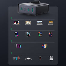 Заредете изображение във визуализатора на галерията – Fast charger GaN 140W 3 x USB-C / USB-A Joyroom JR-TCG05EU - black + USB-C cable - USB-C 240W 1.2m
