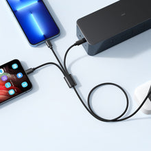 Заредете изображение във визуализатора на галерията – VEGER cable 3in1 USB A to Type C + Apple Lightning 8-pin + Micro 2A V303 1,2m black
