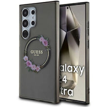 Заредете изображение във визуализатора на галерията – Guess IML Flowers Wreath MagSafe case for Samsung Galaxy S24 Ultra - black
