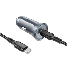 Заредете изображение във визуализатора на галерията – Borofone Car charger BZ26 Searcher - Typ C - PD 30W 3A with Type C to Type C cable grey
