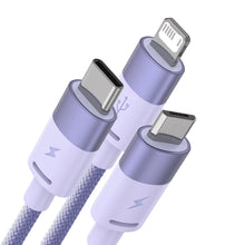Заредете изображение във визуализатора на галерията – Baseus StarSpeed 3in1 cable USB-A - Micro-USB / Lightning / USB-C 3.5A 1.2m purple
