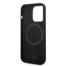 Заредете изображение във визуализатора на галерията – Original Pouch KARL LAGERFELD Silicone Karl`s Head Magsafe KLHMP14XSLKHBK  for Iphone 14 Pro Max Black
