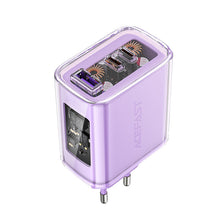 Заредете изображение във визуализатора на галерията – Acefast charger GaN 65W 3 ports (1xUSB, 2xUSB C) purple (A45)
