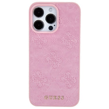 Заредете изображение във визуализатора на галерията – Original Case GUESS hardcase Leather 4G Stamped GUHCP15XP4EPMP for Iphone 15 Pro Max Pink
