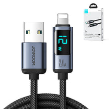 Заредете изображение във визуализатора на галерията – Lightning cable - USB A 2.4A 1.2m with LED display Joyroom S-AL012A16 - black
