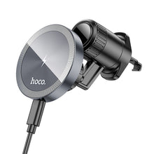 Заредете изображение във визуализатора на галерията – HOCO car holder to air vent with wilress charging support MagSafe HW6 greay
