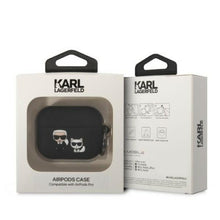 Заредете изображение във визуализатора на галерията – Karl Lagerfeld KLACAPSILKCK AirPods Pro cover black/black Silicone Karl &amp; Choupette
