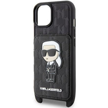 Заредете изображение във визуализатора на галерията – Karl Lagerfeld KLHCP14SCSAKHPKK iPhone 14 6.1" hardcase black/black Crossbody Saffiano Monogram Ikonik

