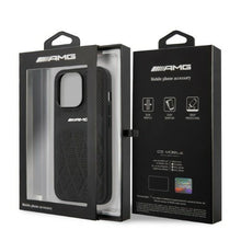 Заредете изображение във визуализатора на галерията – AMG AMHCP13LOSDBK iPhone 13 Pro / 13 6.1" black/black hardcase Leather Curved Lines
