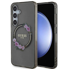 Заредете изображение във визуализатора на галерията – Guess IML Flowers Wreath MagSafe case for Samsung Galaxy S24 - black
