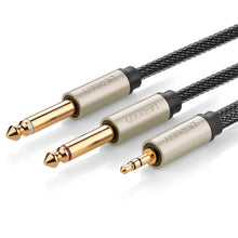 Заредете изображение във визуализатора на галерията – Ugreen cable audio cable mini jack 3.5 mm - 2 x jack 6.35 mm 2m gray (AV126)
