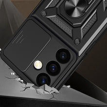 Заредете изображение във визуализатора на галерията – Hybrid Armor Camshield armored case for Samsung Galaxy S24+ with camera cover - black
