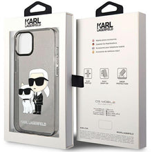 Заредете изображение във визуализатора на галерията – Karl Lagerfeld KLHCP12MHNKCTGK iPhone 12 /12 Pro 6.1" black/black hardcase Gliter Karl&amp;Choupette
