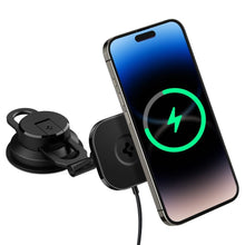 Заредете изображение във визуализатора на галерията – SPIGEN ITS35W-3 Onetap Pro 3 Magnetic Magsafe Windshield &amp; Dashboard Car Mount Wireless Charger black

