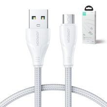 Заредете изображение във визуализатора на галерията – Joyroom USB cable - micro USB 2.4A Surpass Series for fast charging and data transfer 1.2 m white (S-UM018A11)
