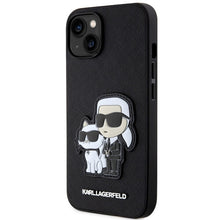 Заредете изображение във визуализатора на галерията – Original Pouch KARL LAGERFELD Saffiano Karl &amp; Choupette KLHCP14MSANKCPK for Iphone 14 Plus Black
