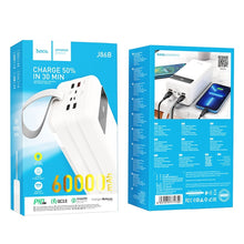 Заредете изображение във визуализатора на галерията – Hoco power bank 60 000mah with flash light + pd22,5w + qc3.0 j86b white - TopMag

