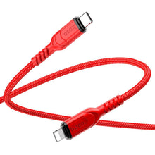 Заредете изображение във визуализатора на галерията – HOCO cable Type C to iPhone Lightning 8-pin PD 20W VICTORY X59 1m red
