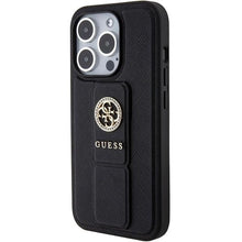 Заредете изображение във визуализатора на галерията – Guess Grip Stand 4G Saffiano Strass case for iPhone 15 Pro Max - black
