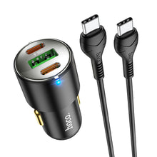 Заредете изображение във визуализатора на галерията – HOCO car charger USB QC 3.0 + 2x Type C PD 45W NZ6 black

