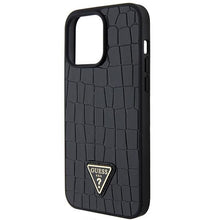 Заредете изображение във визуализатора на галерията – Guess Croco Triangle Metal Logo case for iPhone 15 Pro Max - black
