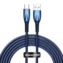 Заредете изображение във визуализатора на галерията – BASEUS cable USB A to Type C Power Delivery 100W Glimmer Series CADH000503 2m blue
