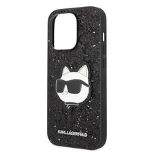 Заредете изображение във визуализатора на галерията – Karl Lagerfeld KLHCP14LG2CPK iPhone 14 Pro 6.1" black/black hardcase Glitter Choupette Patch
