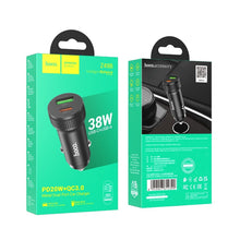 Заредете изображение във визуализатора на галерията – HOCO car charger USB QC 18W + Type C 20W PD38W Z49B Level black
