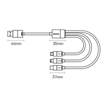 Заредете изображение във визуализатора на галерията – 3in1 USB - micro USB / Lightning / USB C 3.5A 1.2m cable Baseus StarSpeed - black
