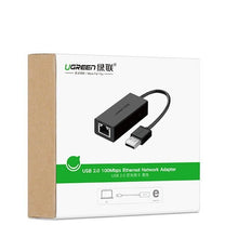 Заредете изображение във визуализатора на галерията – Ugreen external network adapter RJ45 - USB 2.0 100 Mbps Ethernet black (CR110 20254)
