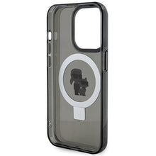 Заредете изображение във визуализатора на галерията – Karl Lagerfeld KLHMP15LHMRSKCK iPhone 15 Pro 6.1" black/black hardcase Ring Stand Karl&amp;Choupette MagSafe
